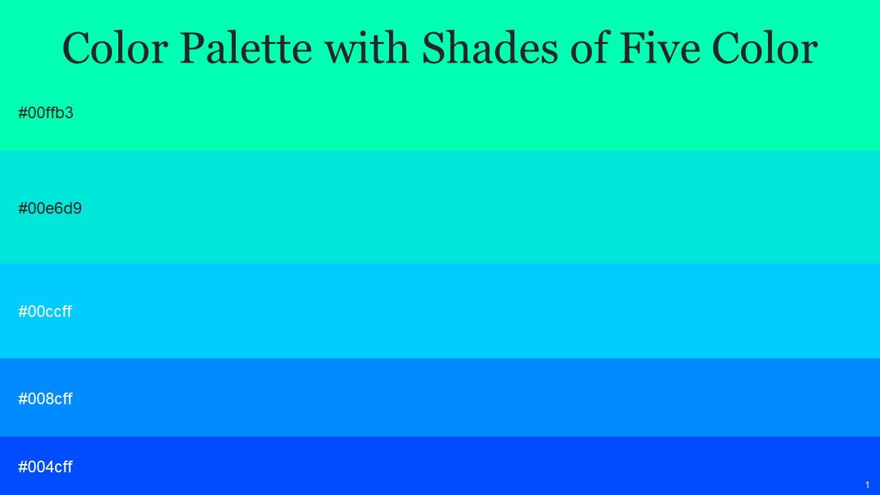 Color Palette With Five Shade Spring Green Bright Turquoise Cyan