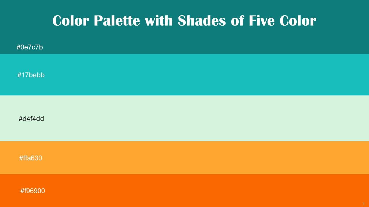 Color Palette With Five Shade Surfie Green Java Granny Apple Sunshade ...