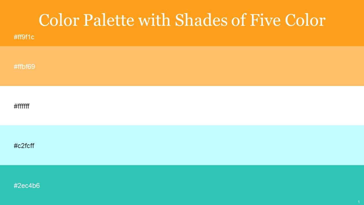 Color Palette With Five Shade Tree Poppy Koromiko White Onahau Turquoise