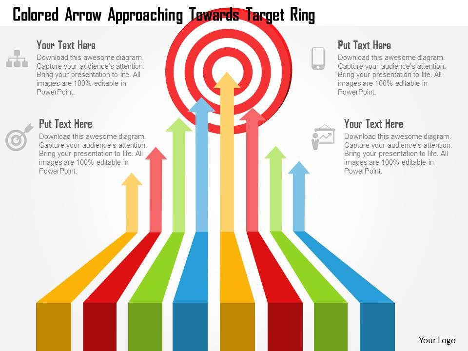 colored_arrow_approaching_towards_target_ring_powerpoint_template_Slide01