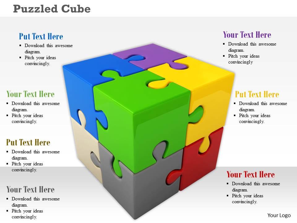 Colorful cube graphic of puzzle pieces Slide01