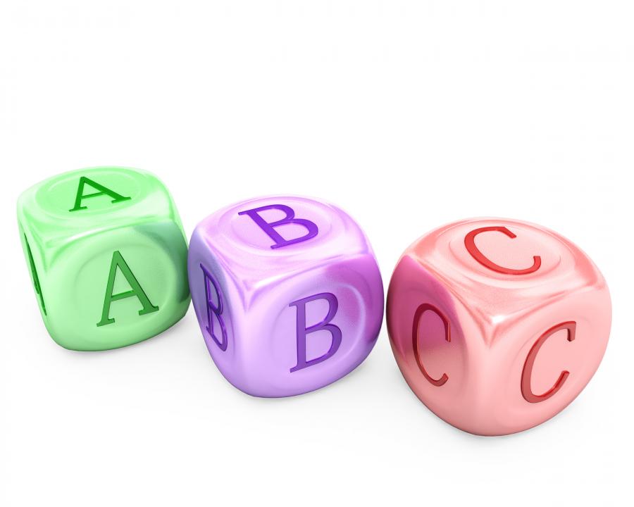 Colorful cubes of abc letters stock photo Slide01
