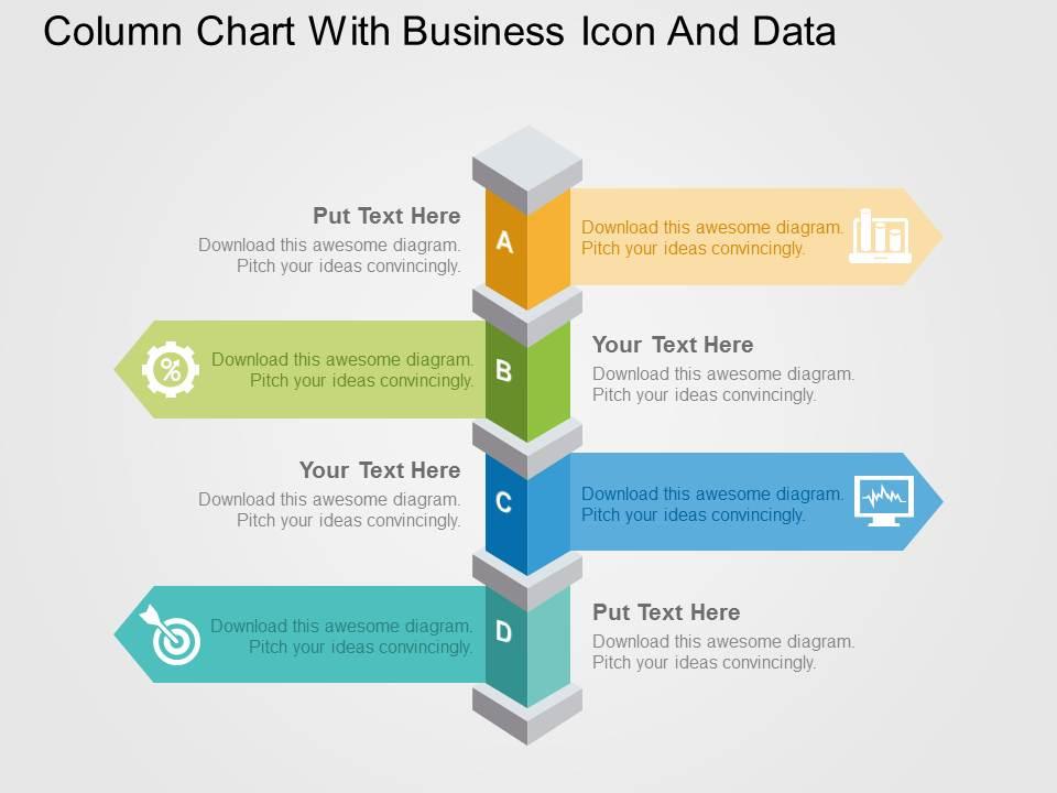 Column Chart With Business Icon And Data Flat Powerpoint Design ...