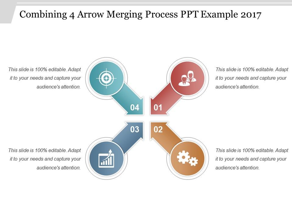 Combining 4 arrow merging process ppt example 2017 Slide00