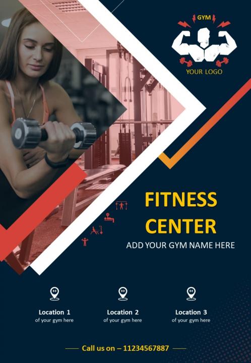 Commercial leaflet for a health and fitness institute two page brochure template Slide01