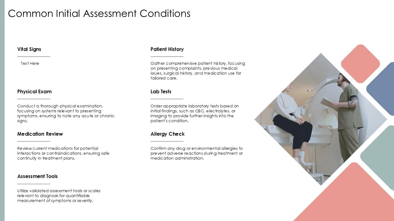 Common Initial Assessment Conditions Admitting Diagnosis PPT Sample ST ...