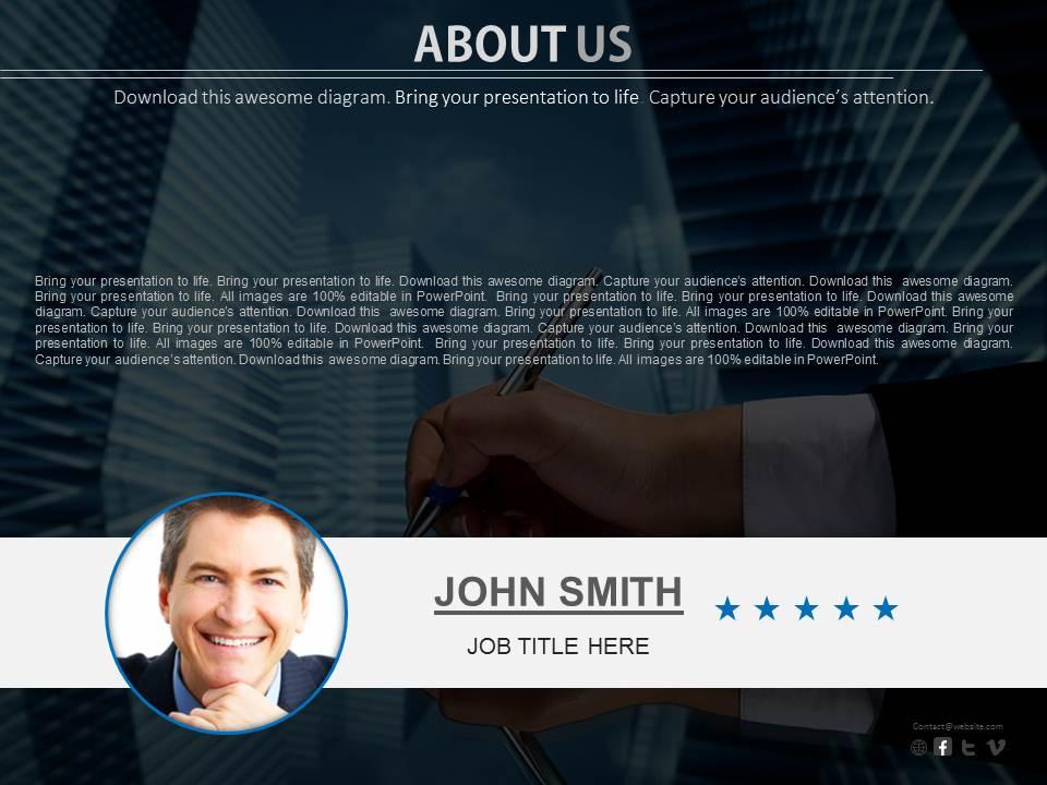 Company Director Profile For About Us Powerpoint Slides PowerPoint Design Template Sample