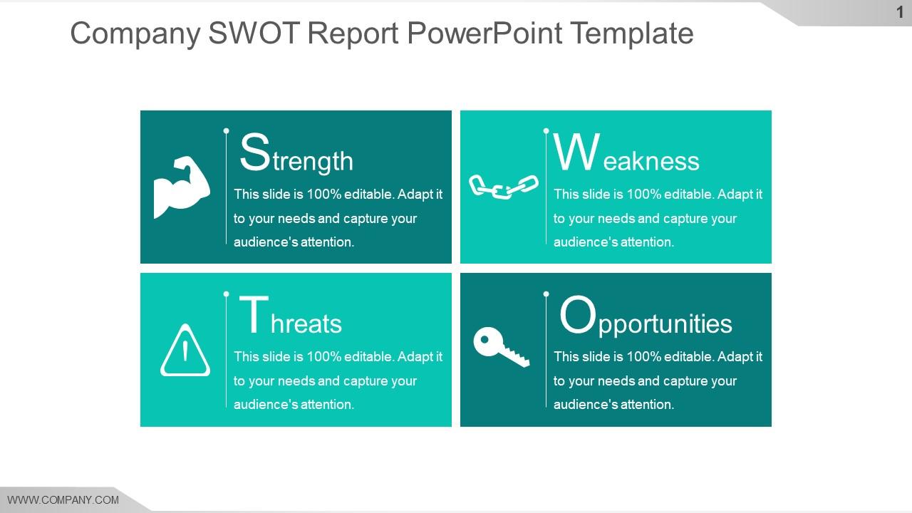 Company swot report powerpoint template