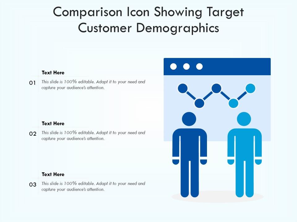 Comparison Icon Showing Target Customer Demographics Presentation