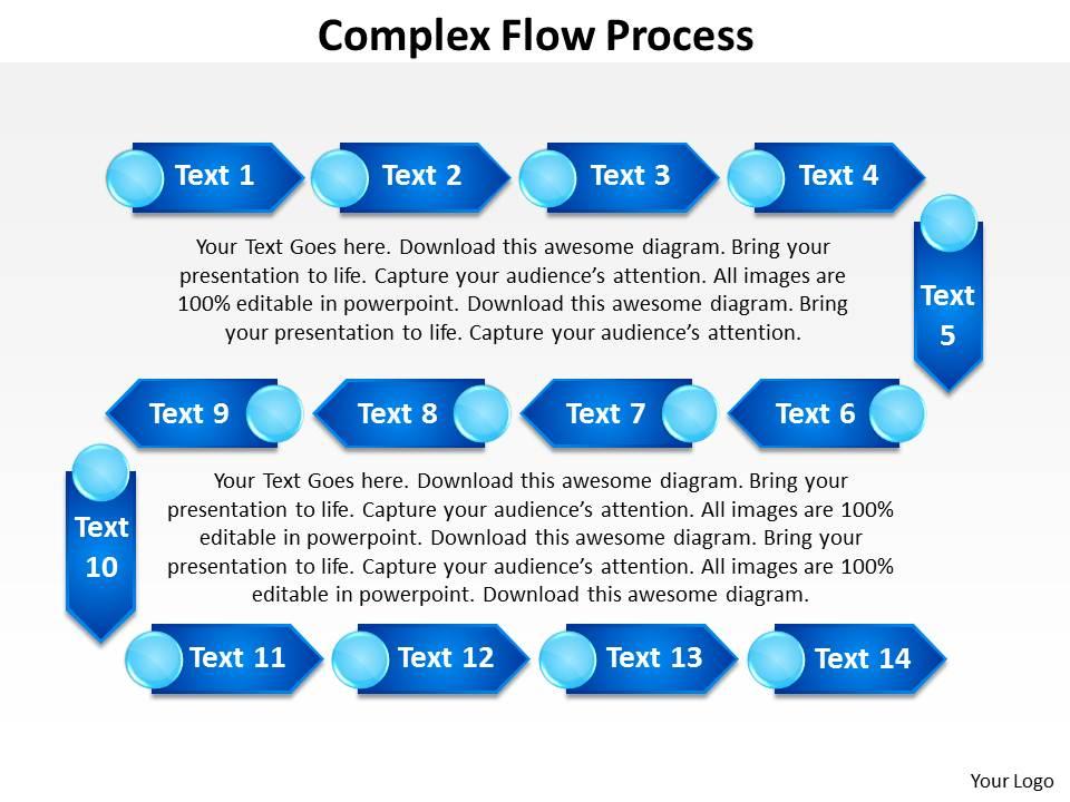Complex flow process powerpoint slides templates Slide01