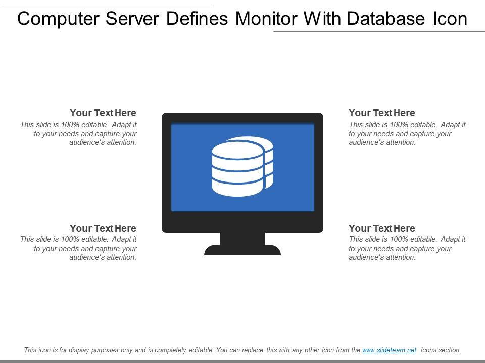 Computer Server Defines Monitor With Database Icon | PowerPoint Slide ...
