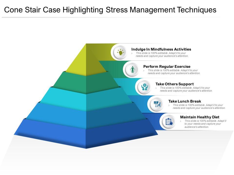Cone stair case highlighting stress management techniques Slide01