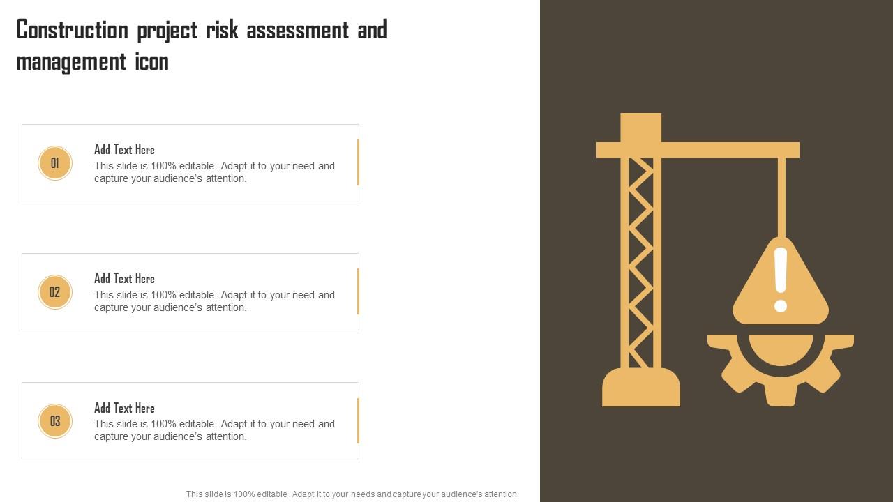 Construction Project Risk Assessment And Management Icon PPT Slide