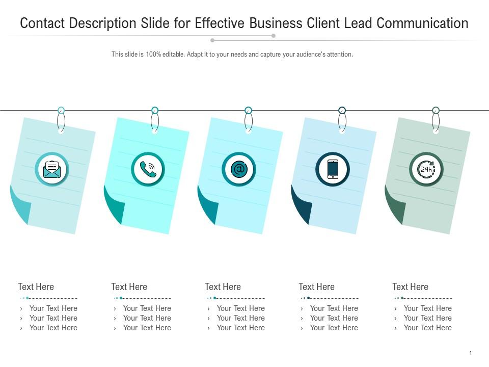 Contact description slide for effective business client lead infographic template
