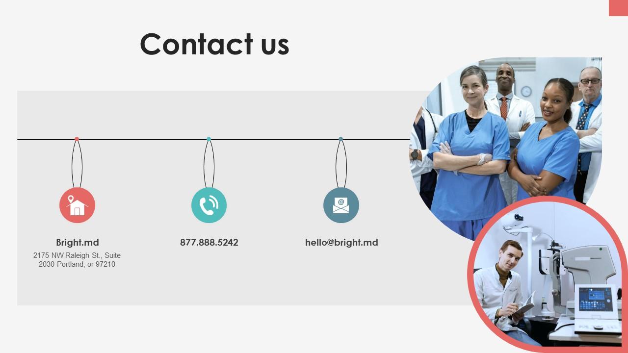 Contact Us Digital Healthcare Company Fundraising PPT Example