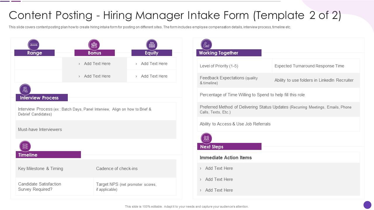 Content Posting Hiring Manager Intake Form Social Recruiting Strategy