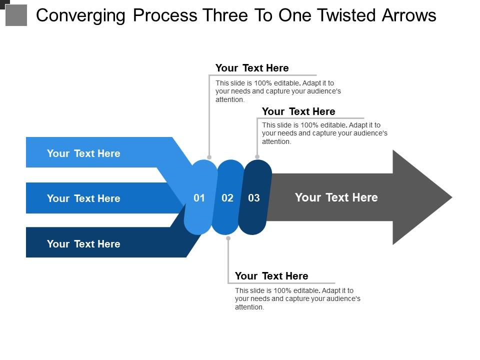 Converging process three to one twisted arrows Slide00