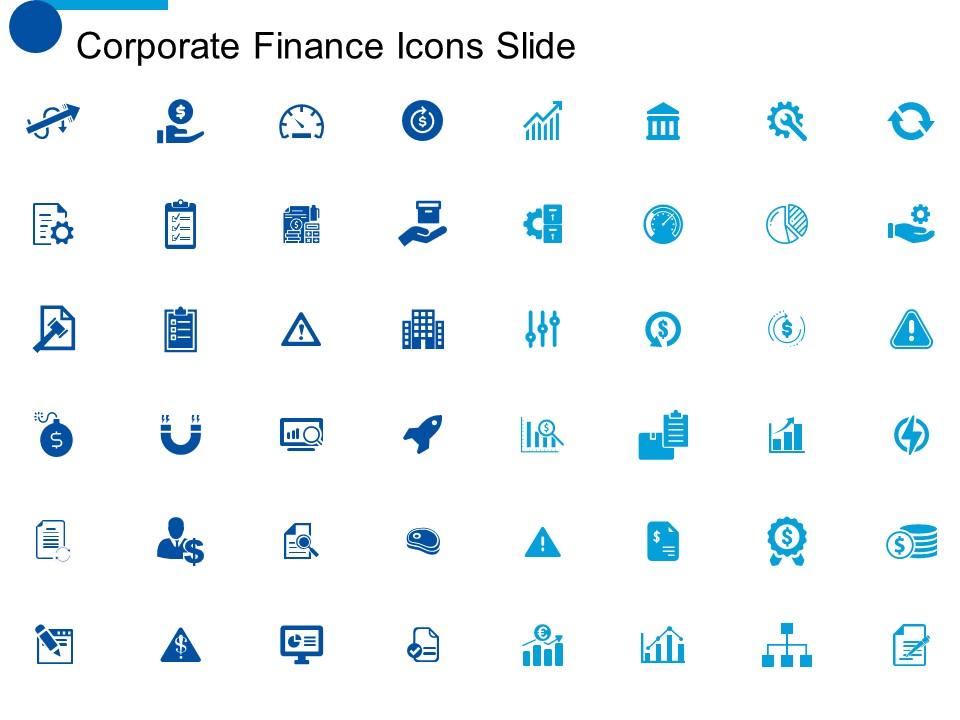 Corporate finance icons slide ppt powerpoint presentation file aids Slide01