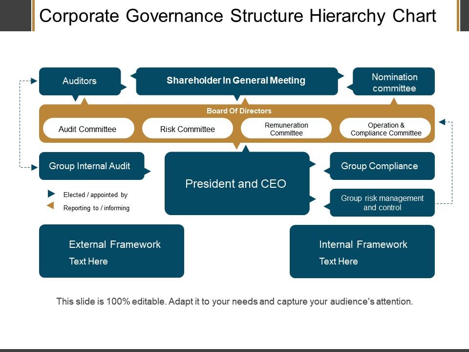 Corporate governance structure hierarchy chart ppt examples Slide01