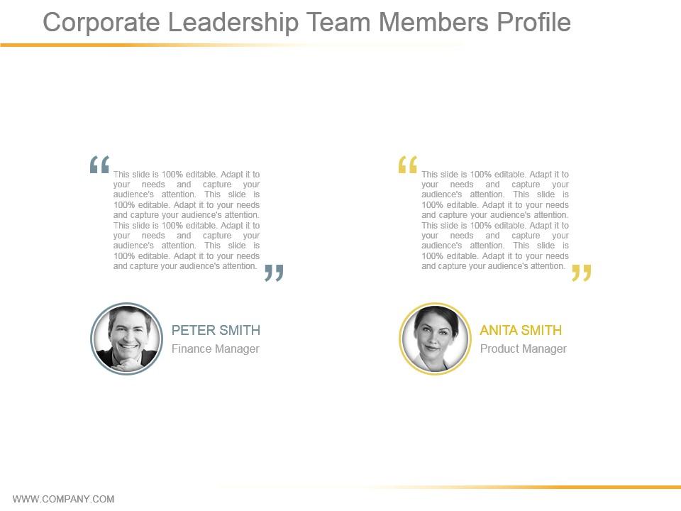 Corporate leadership team members profile powerpoint ideas Slide00