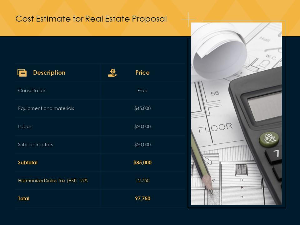 Cost estimate for real estate proposal labor ppt powerpoint portfolio Slide01