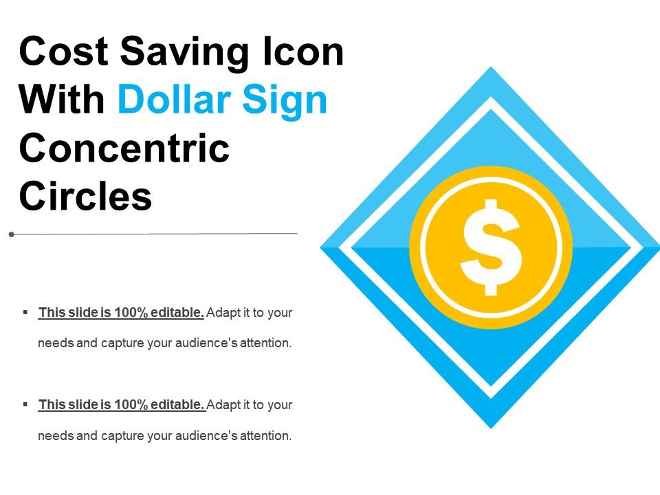 Cost saving icon with dollar sign concentric circles Slide00