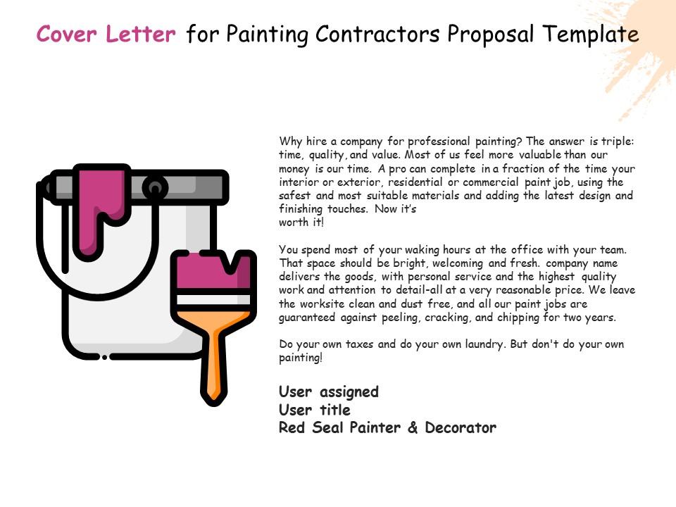 Cover Letter For Painting Contractors Proposal Template Ppt Powerpoint