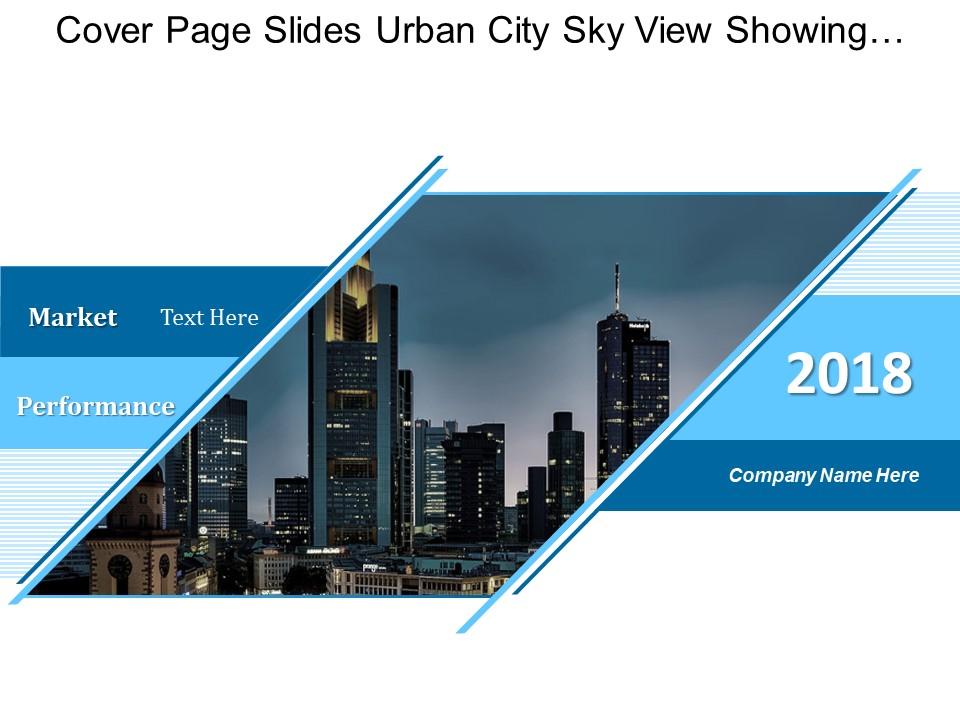 Cover page slides urban city sky view showing market performance Slide01