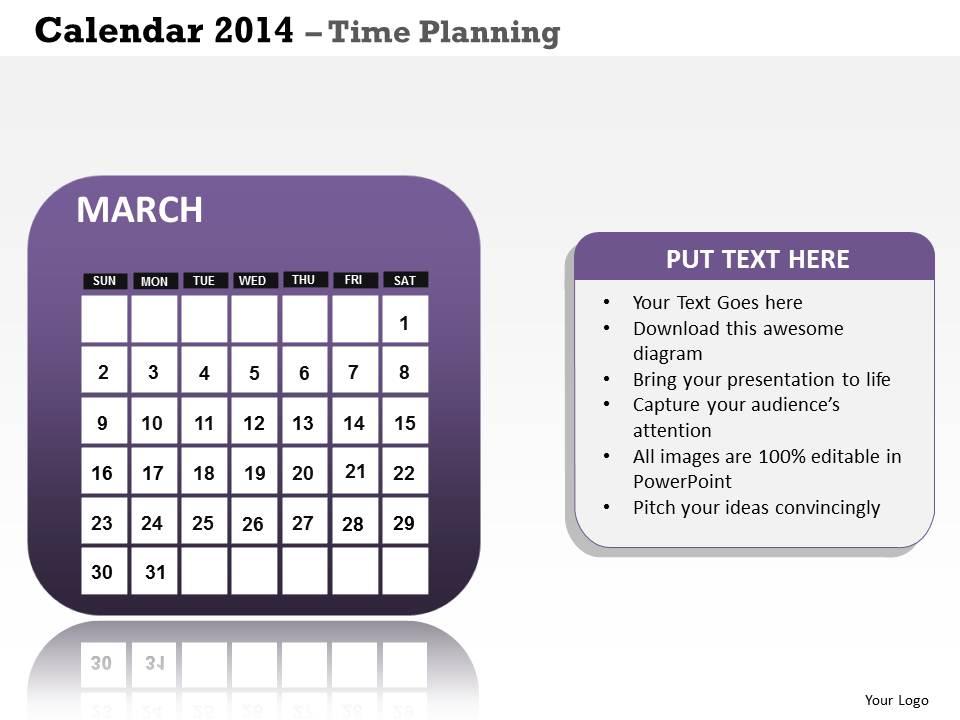 Create Your Business Year 2014 Calendar Template and Powerpoint Slide