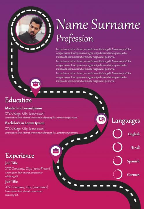 Creative design infographic resume template for corporate professionals Slide01