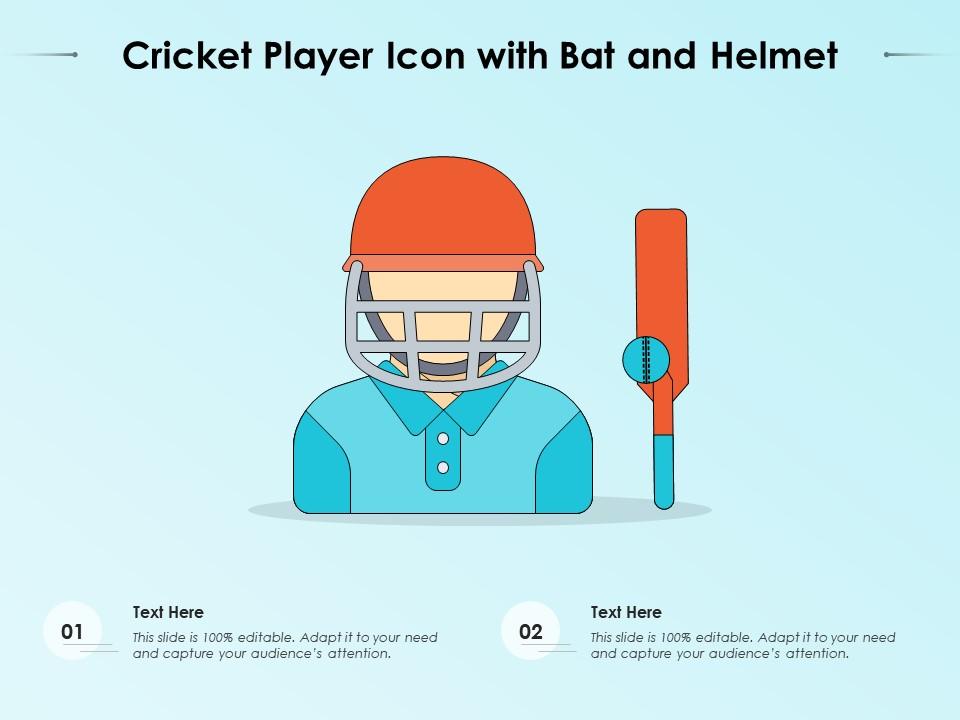Cricket player icon with bat and helmet Slide01