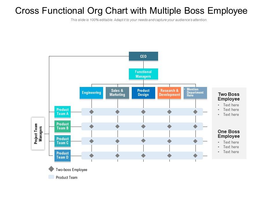 Cross functional org chart with multiple boss employee Slide01