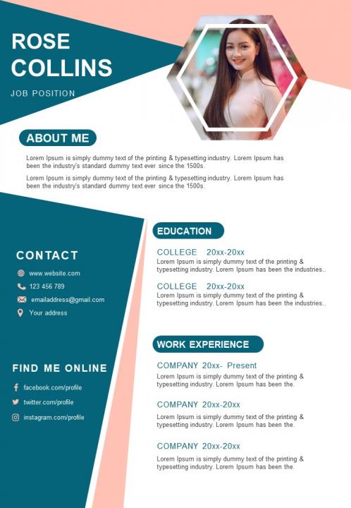Curriculum vitae sample template with education and experience Slide01