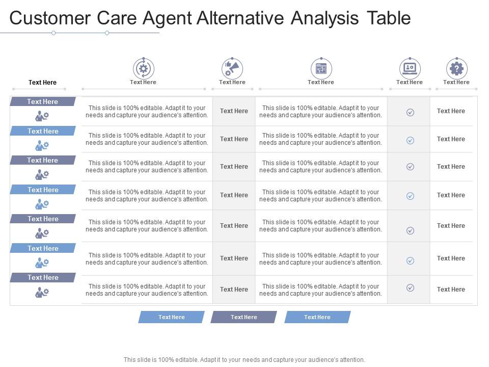 Customer Care Agent Alternative Analysis Table Infographic Template Presentation Graphics