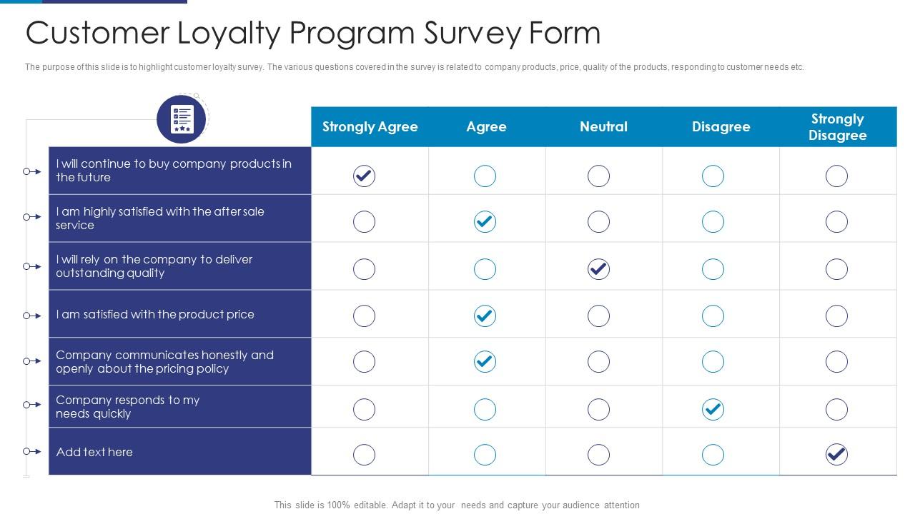 Customer Loyalty Program Survey Form Presentation Graphics