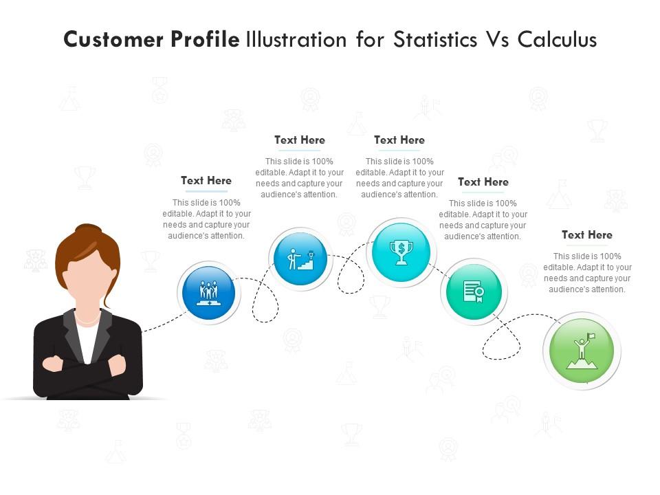 Customer profile illustration for statistics vs calculus infographic template Slide00