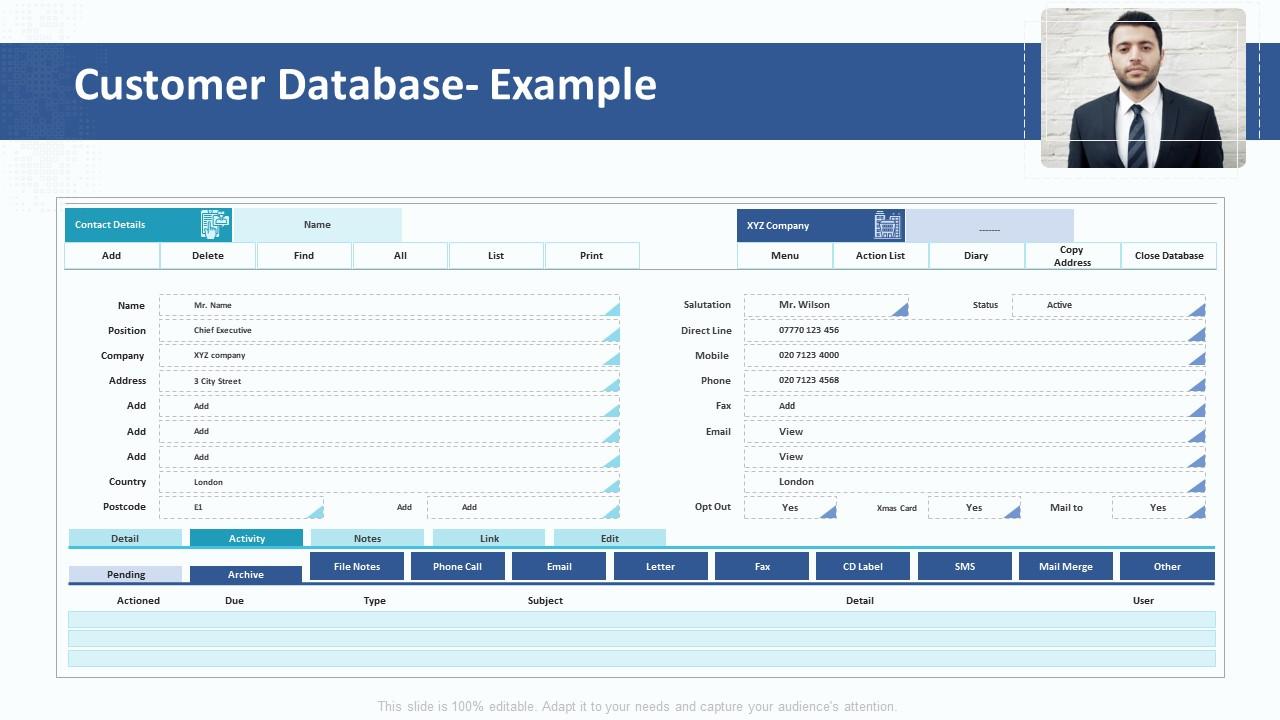 Customer Relationship Management Strategy Customer Database Example ...