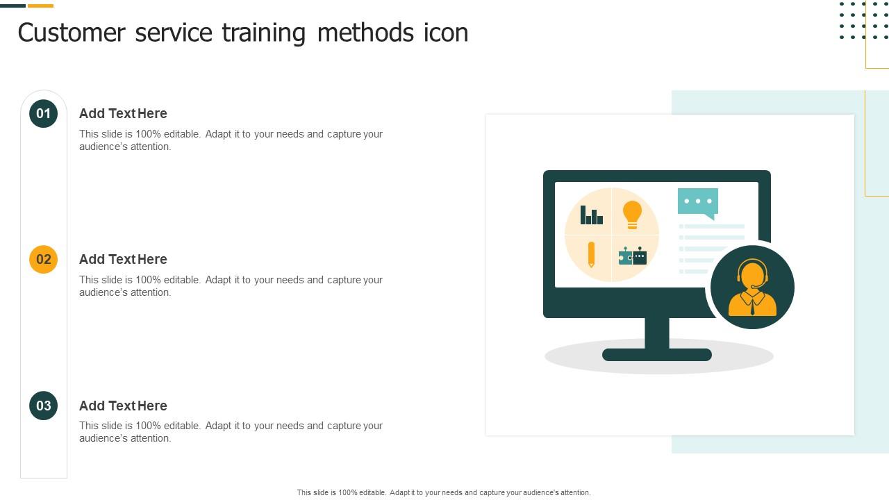 Customer Service Training Methods Icon PPT Presentation