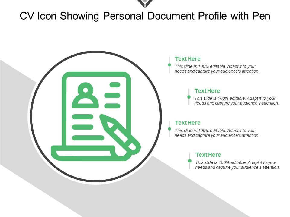 Cv icon showing personal document profile with pen Slide01