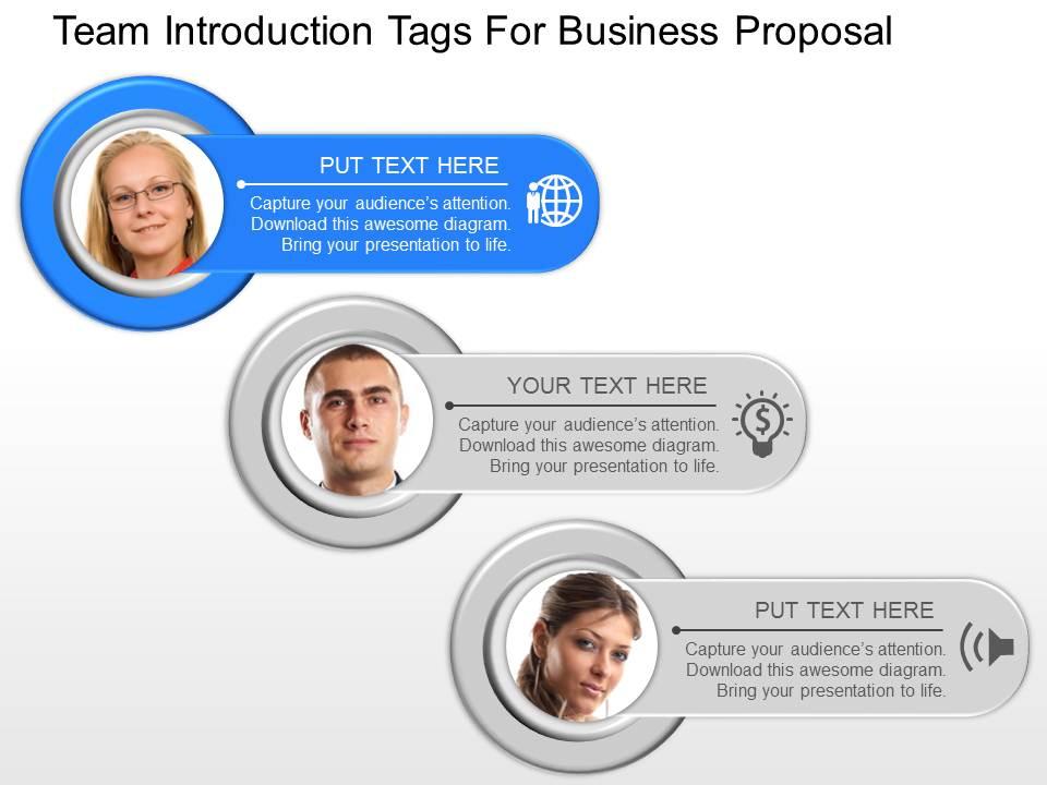Cw team introduction tags for business proposal powerpoint template Slide01