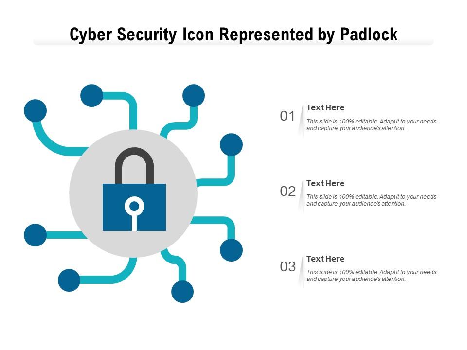 Cyber security icon represented by padlock Slide01