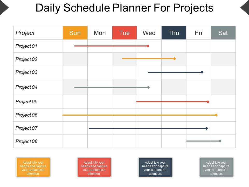 Daily schedule planner for projects ppt design Slide00
