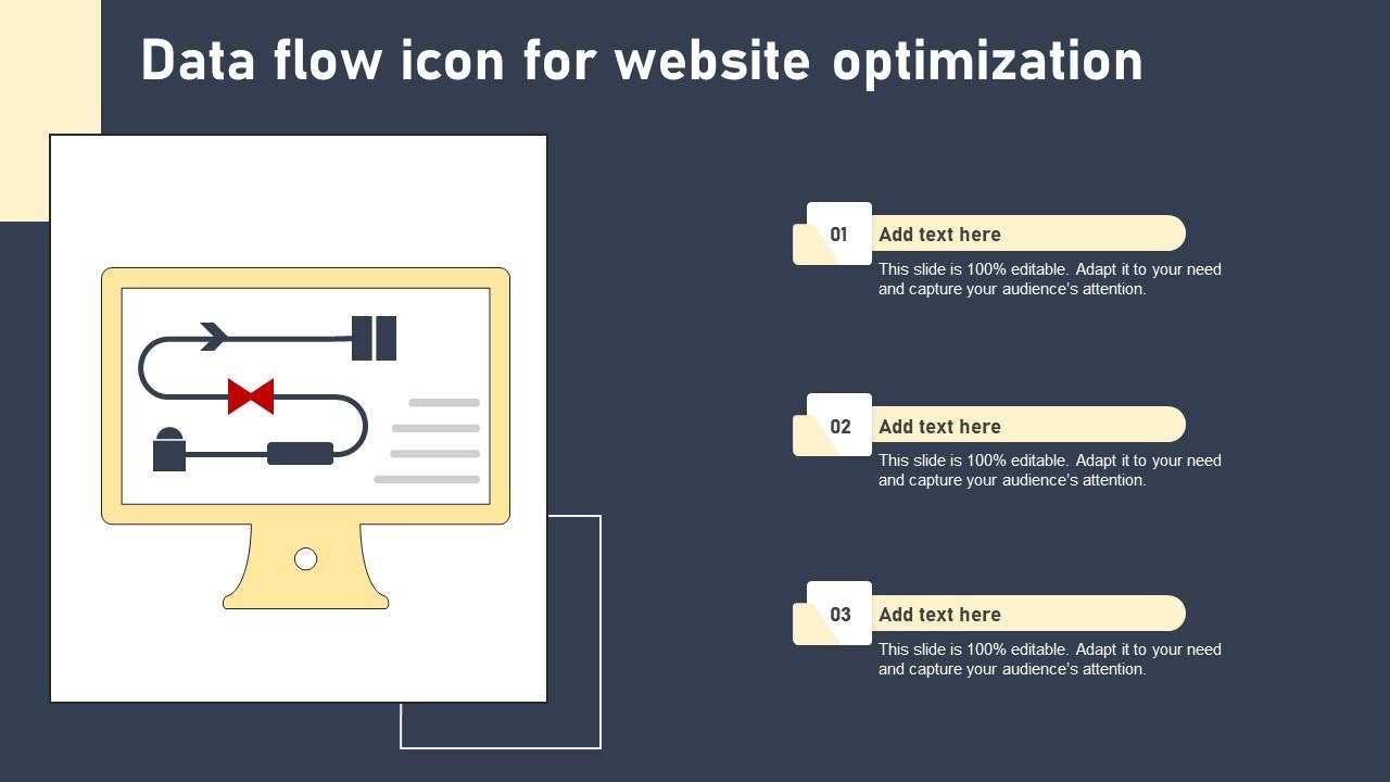 Data Flow Icon For Website Optimization PPT PowerPoint