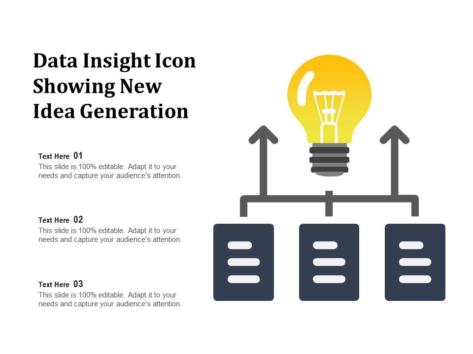 Data insight icon showing new idea generation Slide00