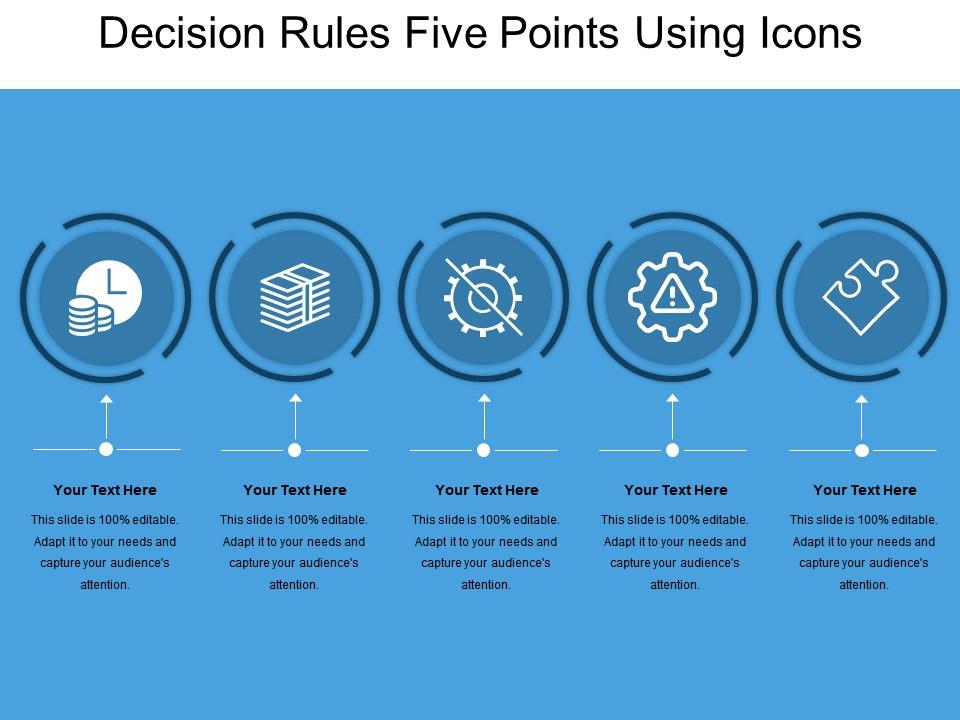 Decision rules five points using icons Slide00