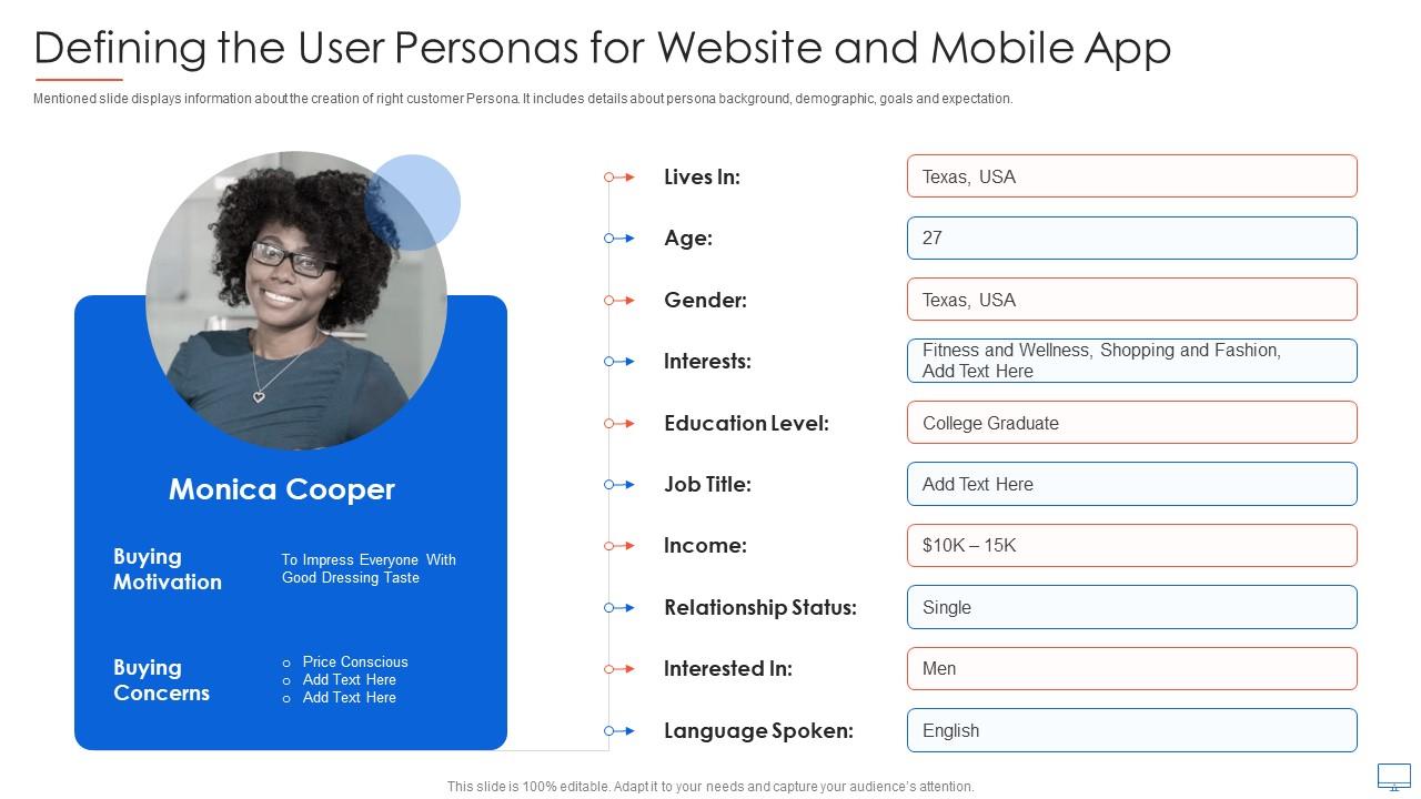 Defining The User Personas For Website And Mobile App Guide For Web Developers | Presentation Graphics | Presentation PowerPoint Example | Slide Templates