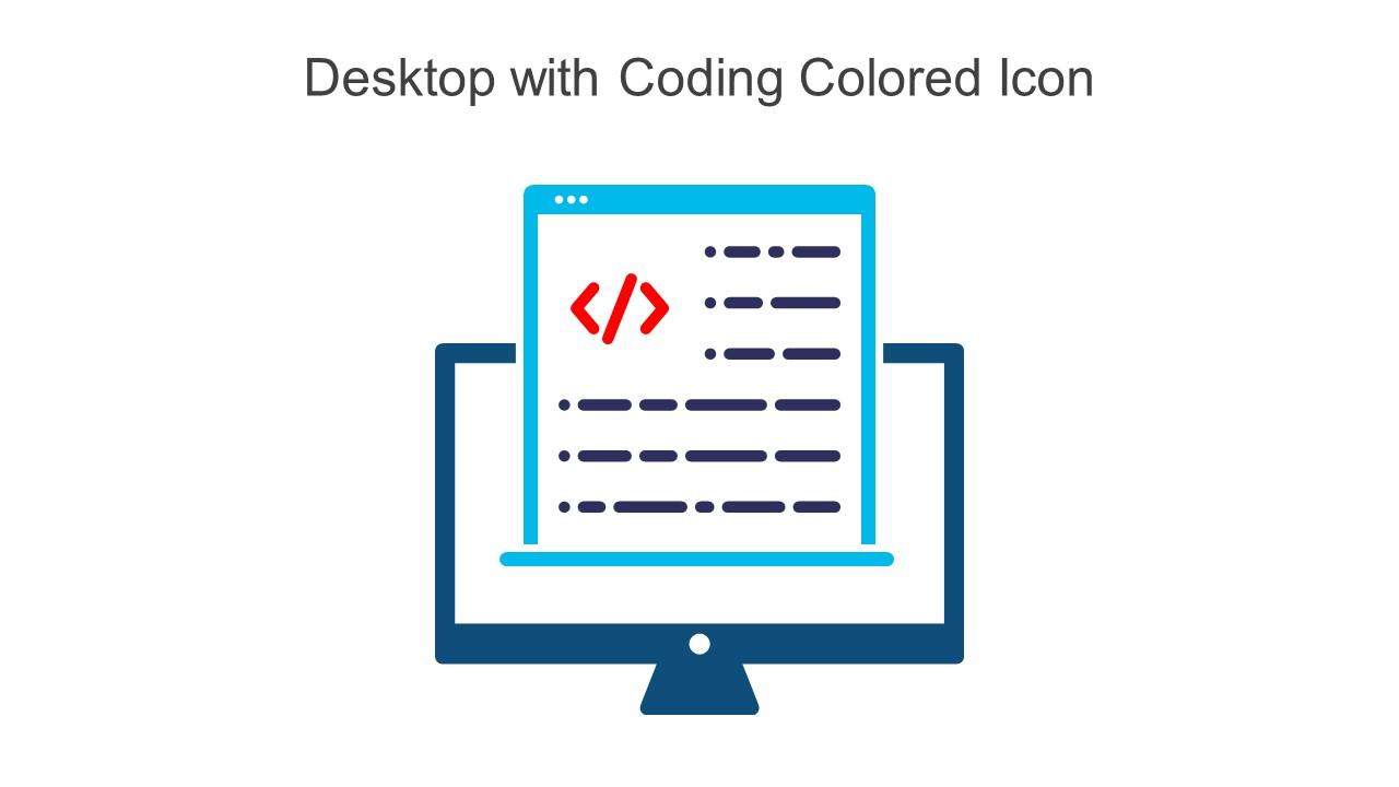 Desktop With Coding Colored Icon | Presentation Graphics | Presentation ...