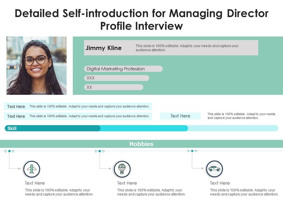 Detailed Self Introduction For Managing Director Profile Interview