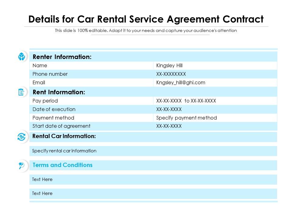 Details For Car Rental Service Agreement Contract ...