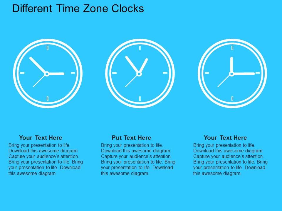 Different Time Zone Clocks Flat Powerpoint Design PowerPoint Slide Templates Download PPT